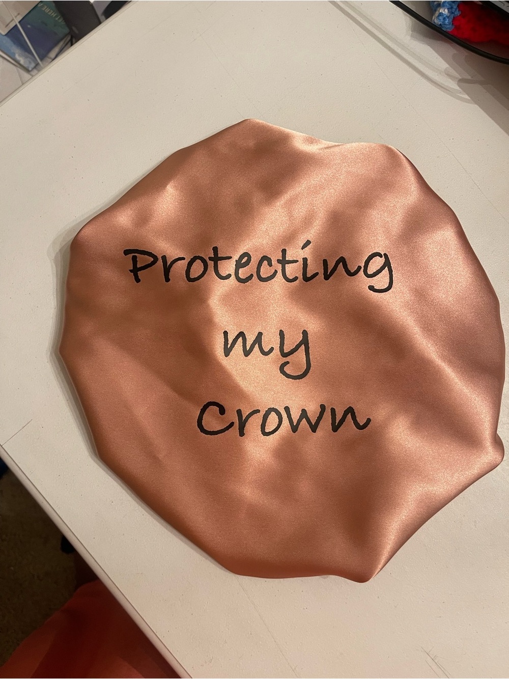 Protecting My Crown Satin Hair bonnet- Rose Gold